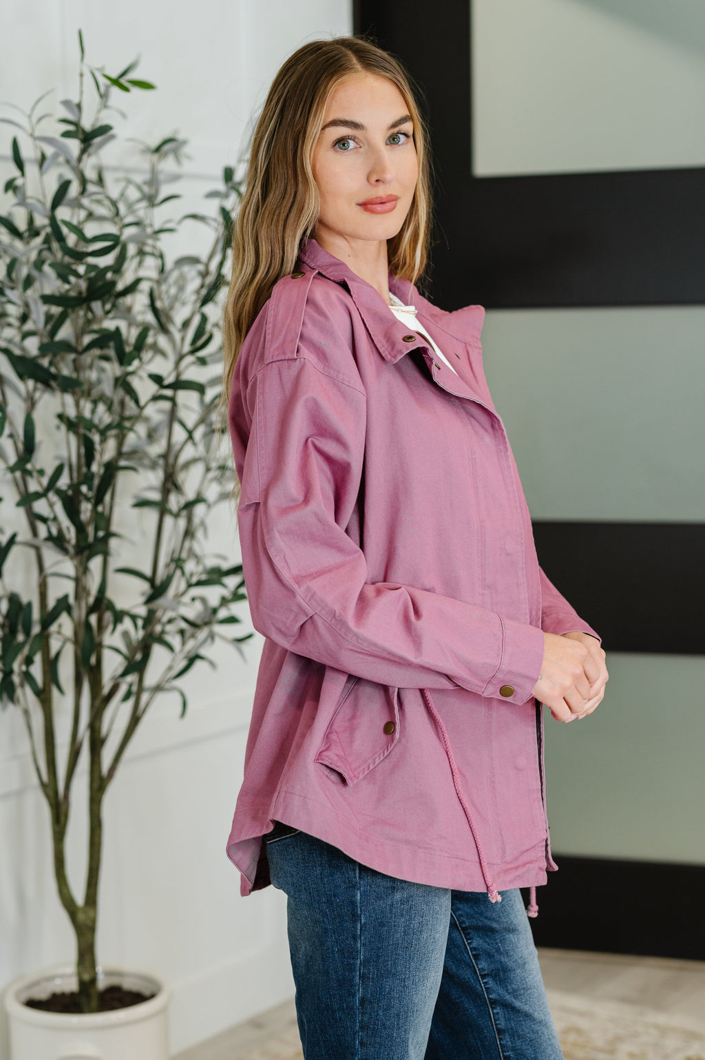Puddle Jumper Full Front Zip Up Jacket in Mauve